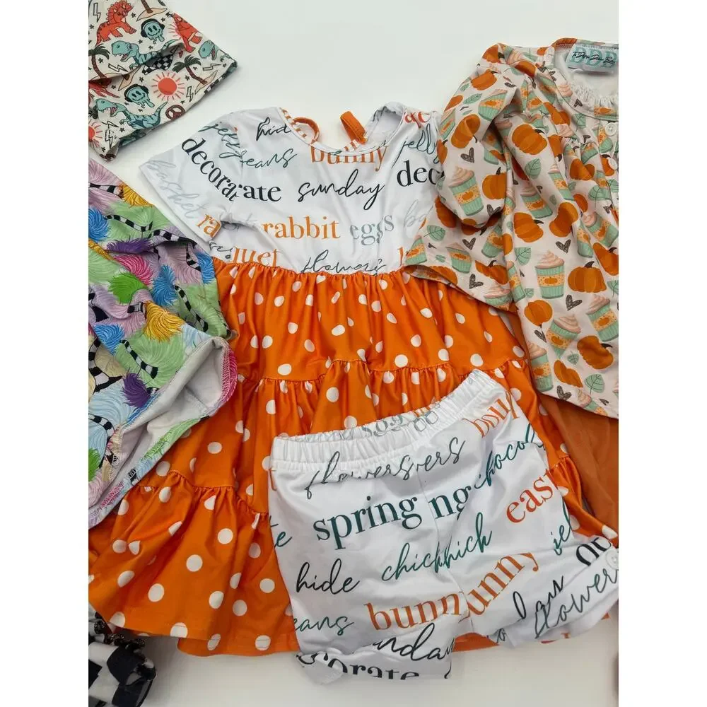 Delightful Dandelion Boutique 3T Lot 9 Pieces 4 Outfits Girls Pumpkin Dino Fall